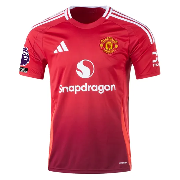 adidas Manchester United Rasmus Højlund Home Jersey w/ EPL   No Room For Racism 24/25 (MUFC Red)