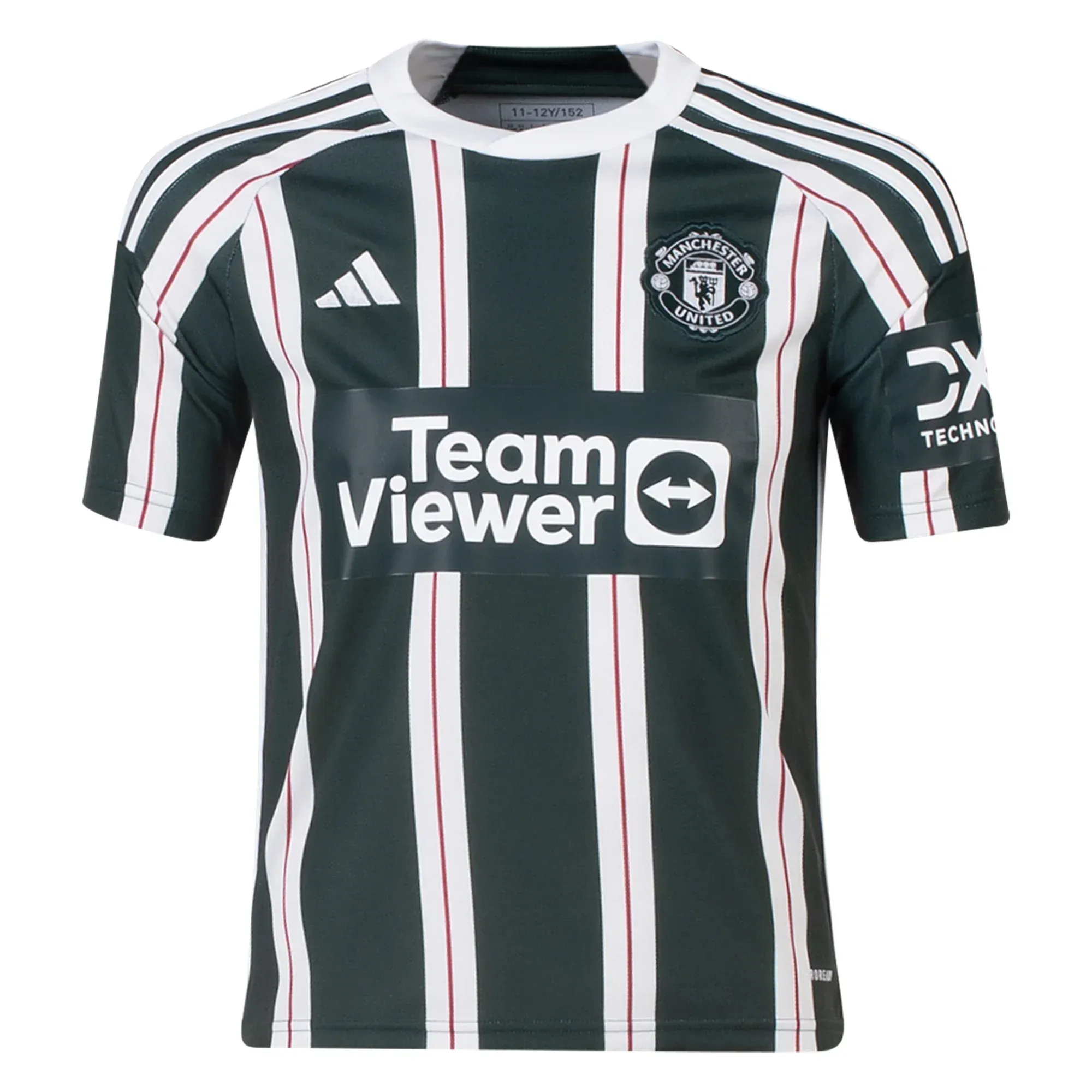 adidas Youth Manchester United Diogo Dalot Away Jersey 23/24 (Green Night/Core White/Active Maroon)