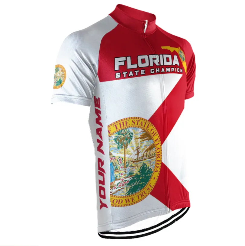 Customized Florida Short Sleeve Cycling Jersey for Men