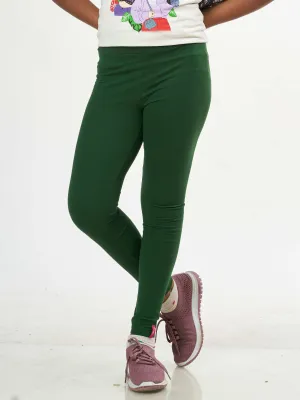 Daily Routine Girls Leggings - Deep Green | Full Length