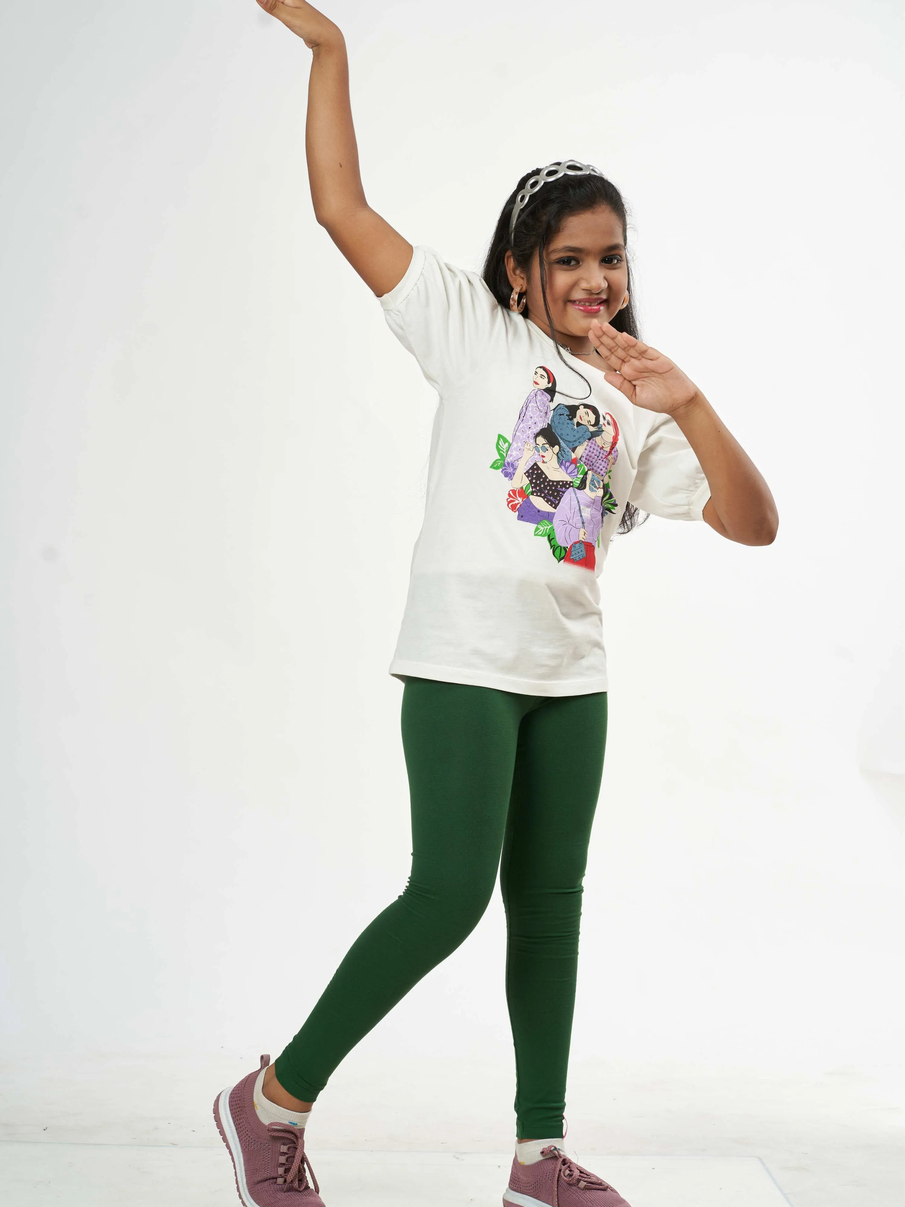 Daily Routine Girls Leggings - Deep Green | Full Length
