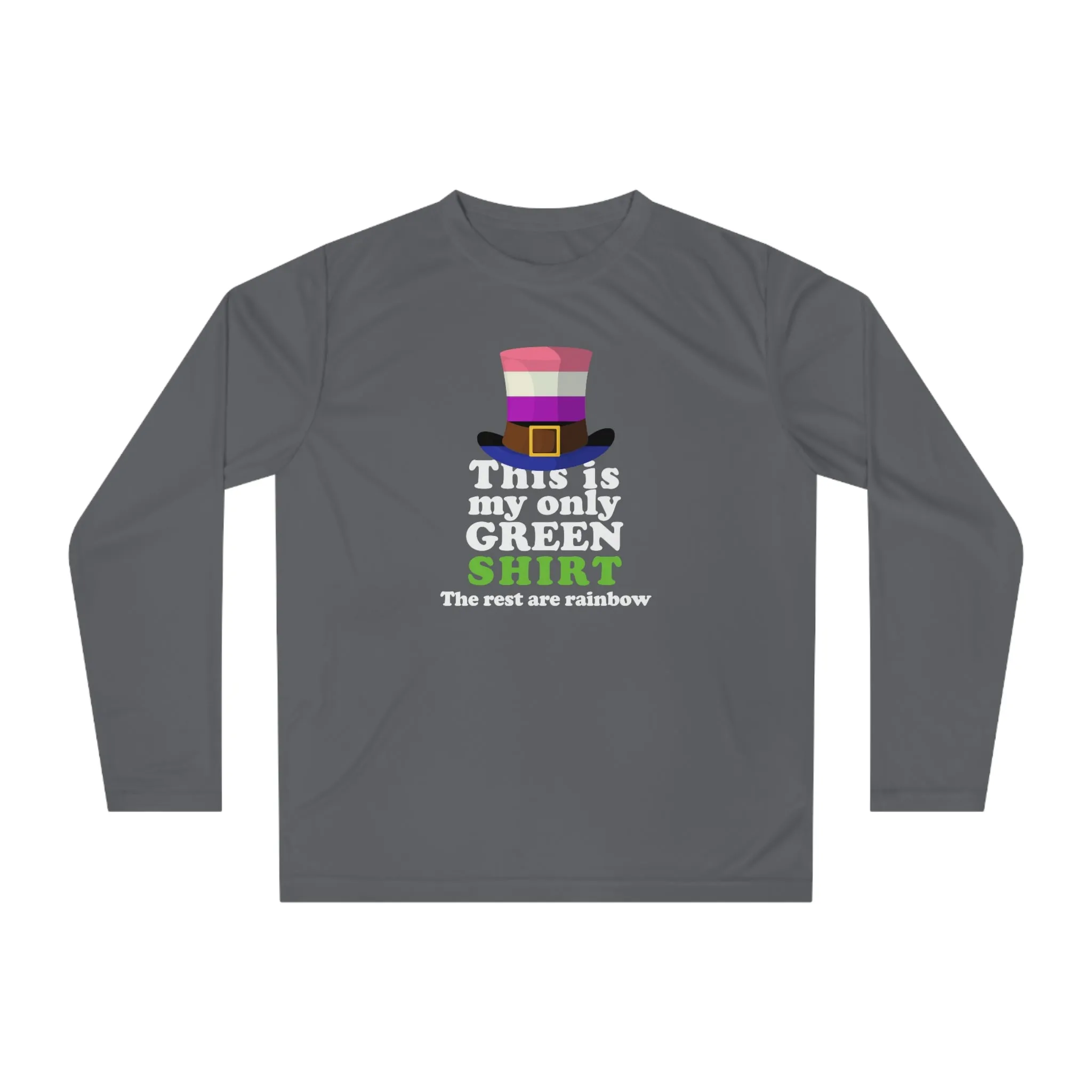 Genderfluid Flag Unisex Performance Long Sleeve Shirt - My Only Green Shirt
