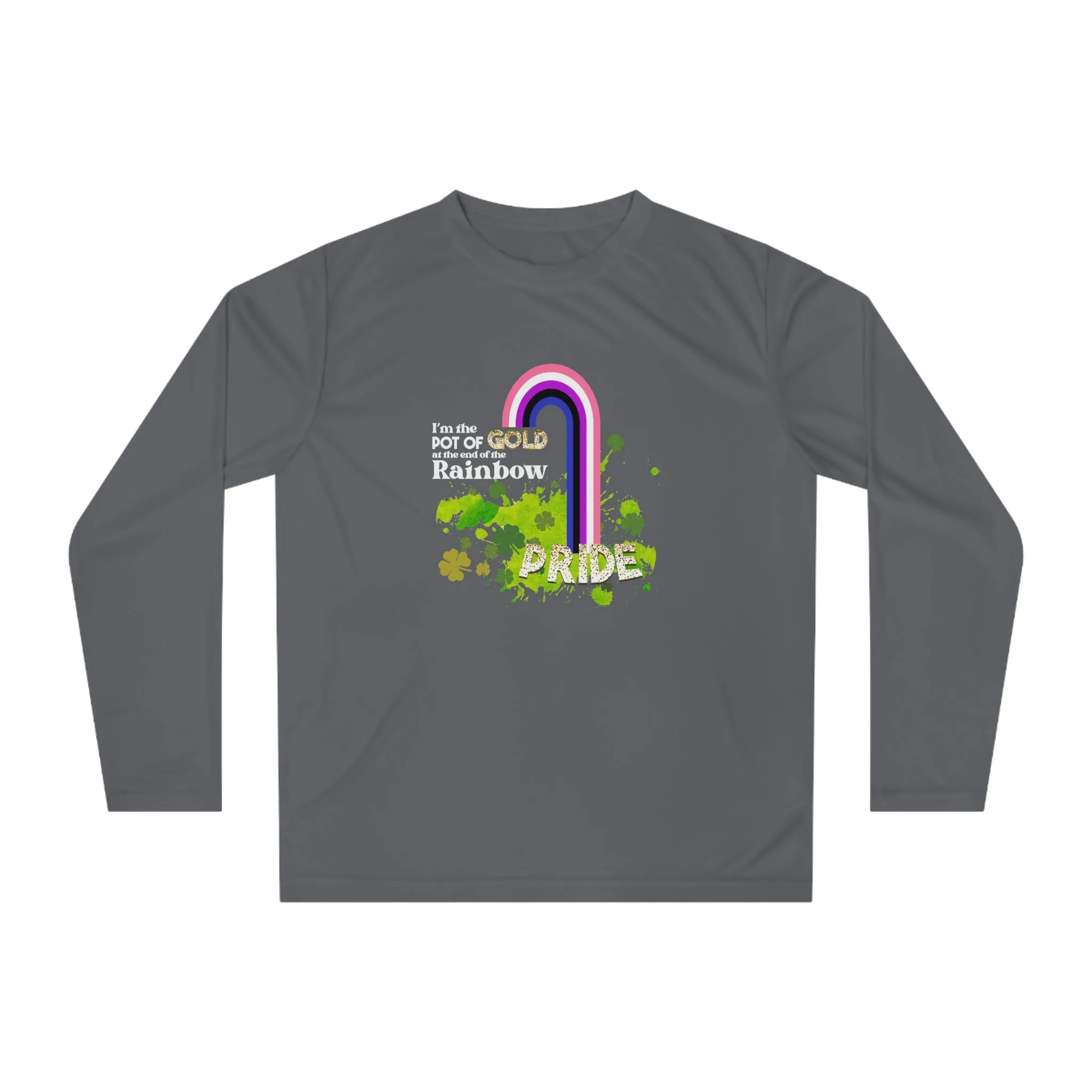 Genderfluid Flag Unisex Performance Long Sleeve Shirt - Pot of Gold at the End of My Rainbow