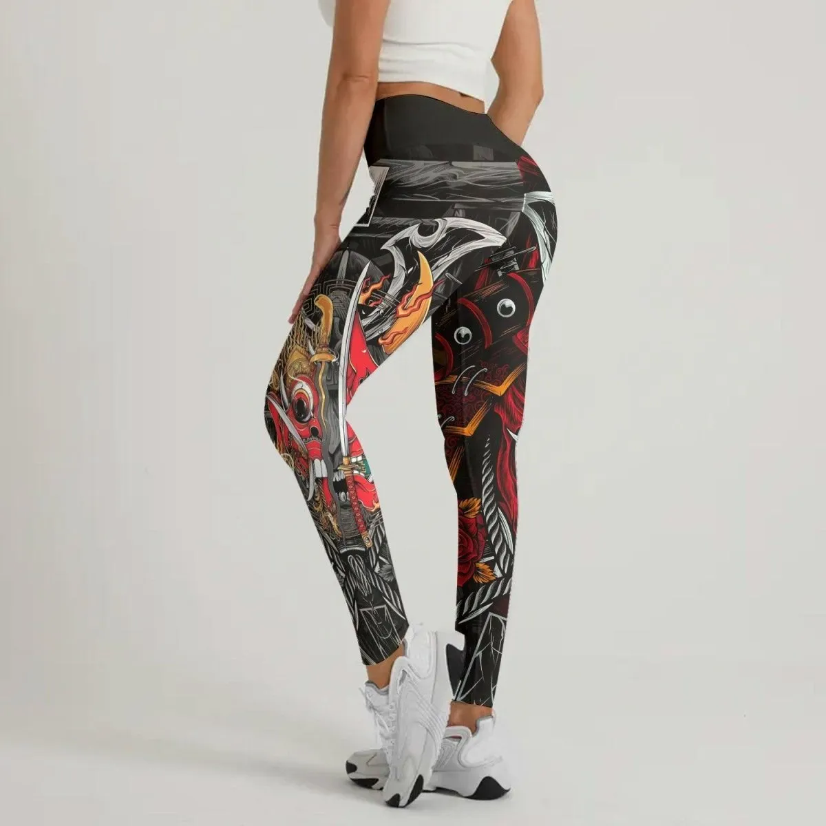 Japanese Red Demon Samurai Leggings