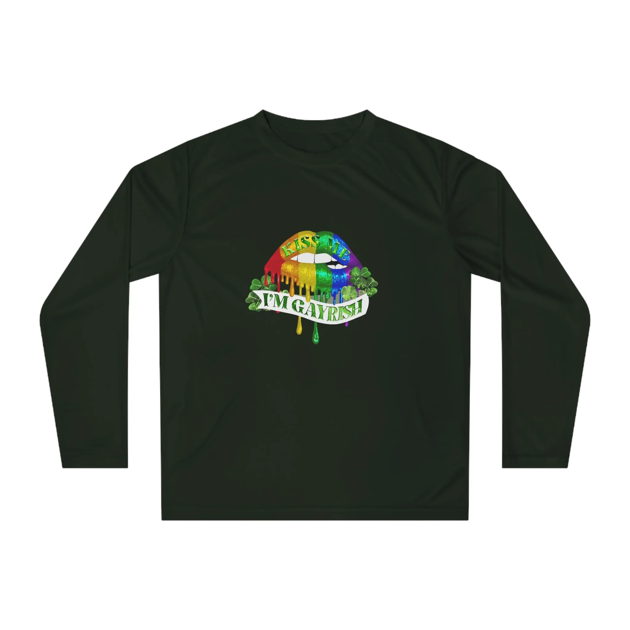LGBTQ Pride Flag Unisex Performance Long Sleeve Shirt - Kiss Me I'm Gayrish