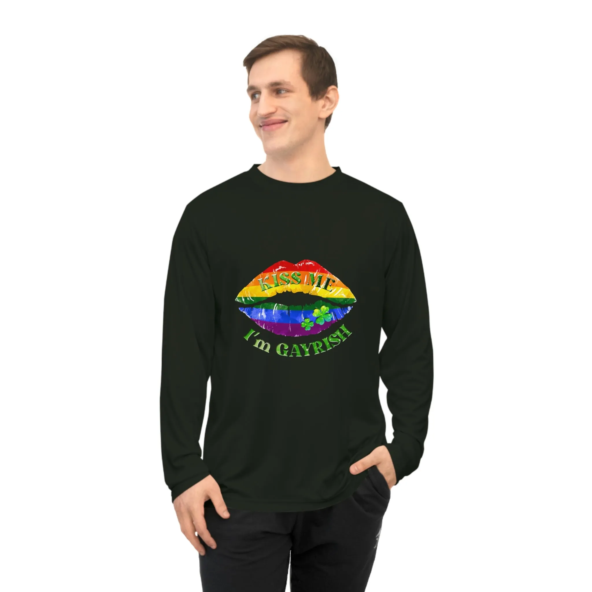 LGBTQ Pride Flag Unisex Performance Long Sleeve Shirt - Kiss Me