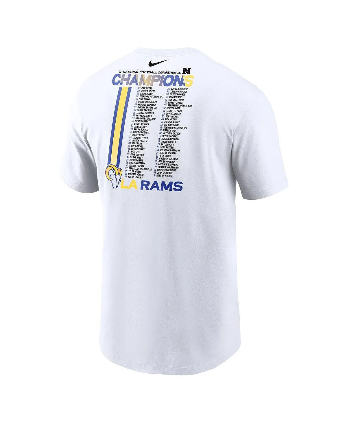 Men's Los Angeles Rams 2021 NFC Champions Roster Nike White T-Shirt, White