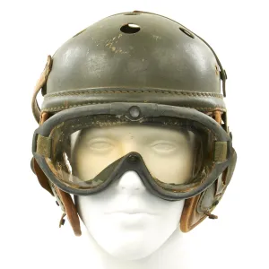 Original U.S. WWII M38 Tanker Helmet by Wilson Athletic Goods with Polaroid M-1944 Goggles