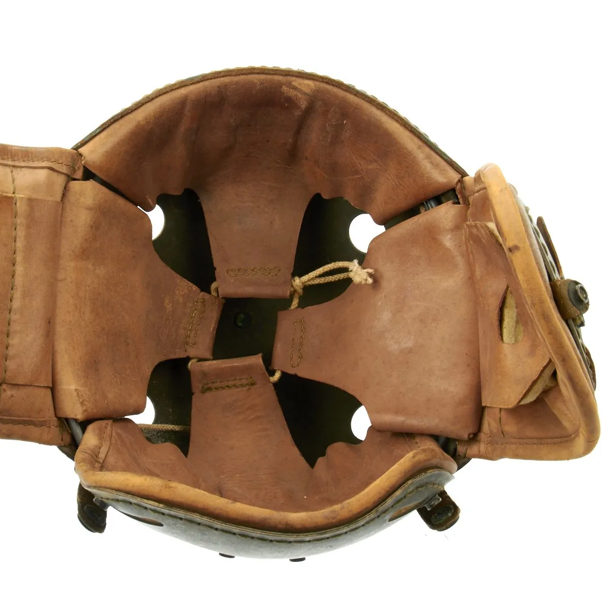 Original U.S. WWII M38 Tanker Helmet by Wilson Athletic Goods with Polaroid M-1944 Goggles