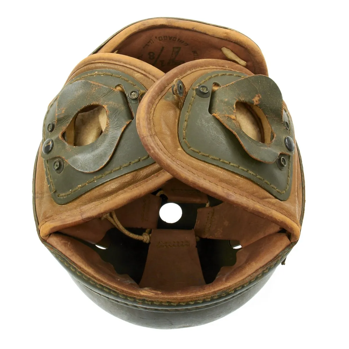 Original U.S. WWII M38 Tanker Helmet by Wilson Athletic Goods with Polaroid M-1944 Goggles