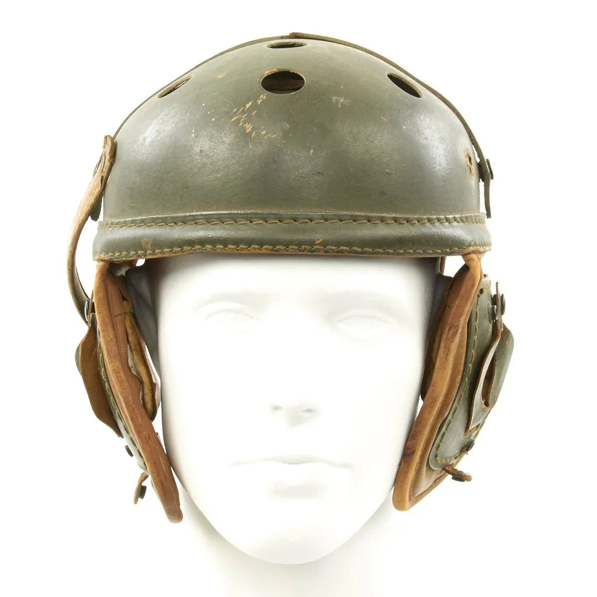 Original U.S. WWII M38 Tanker Helmet by Wilson Athletic Goods with Polaroid M-1944 Goggles