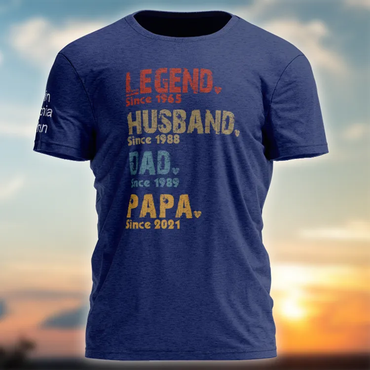 Personalized Legend husband dad papa since T-shirt, Perfect Gift for Papa from Son and Daughter