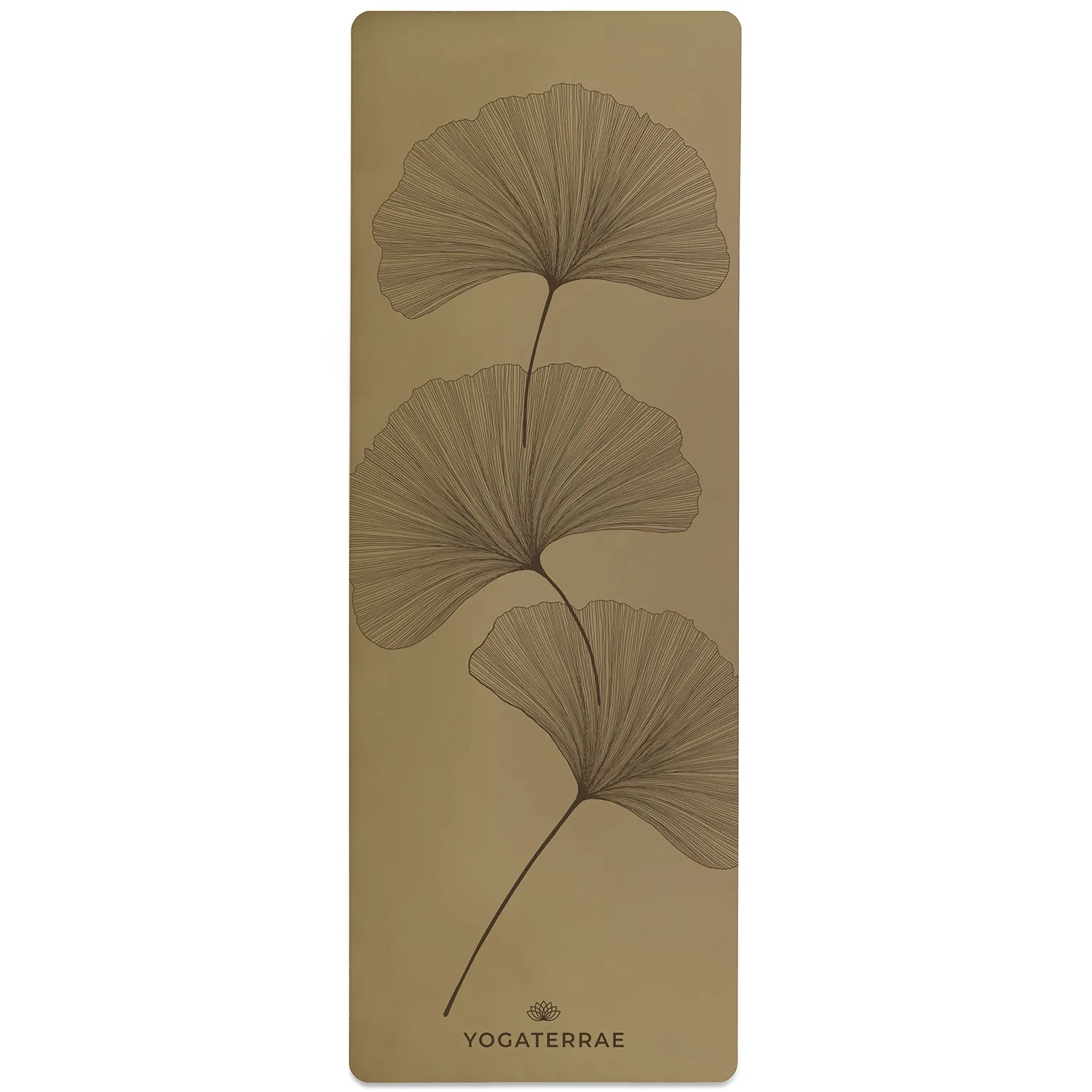 TAPIS DE YOGA GINKGOS DEEP BRONZE OLIVE EN PU-CAOUTCHOUC NATUREL