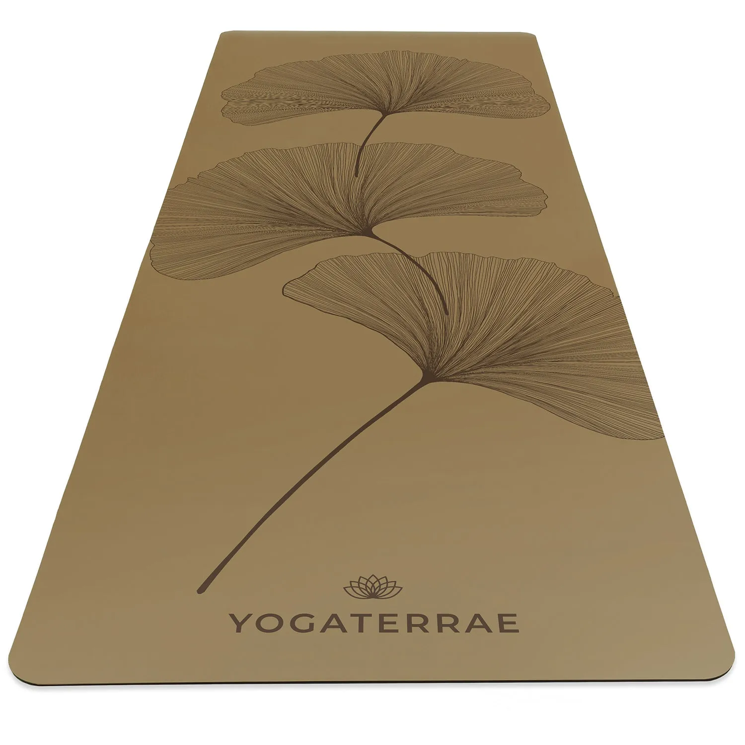TAPIS DE YOGA GINKGOS DEEP BRONZE OLIVE EN PU-CAOUTCHOUC NATUREL