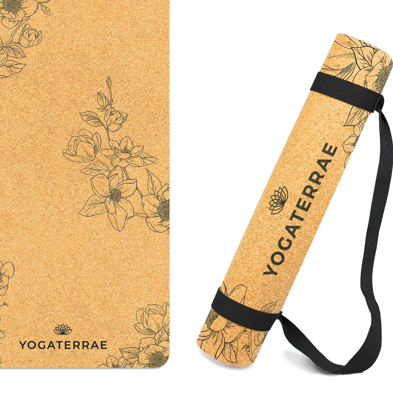 TAPIS DE YOGA LES MAGNOLIAS EN LIGE ET CAOUTCHOUC NATURELS AVEC SAC