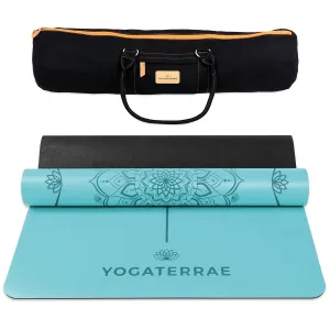 TAPIS DE YOGA MANDALA BLEU CIEL EN PU-CAOUTCHOUC NATUREL AVEC SAC