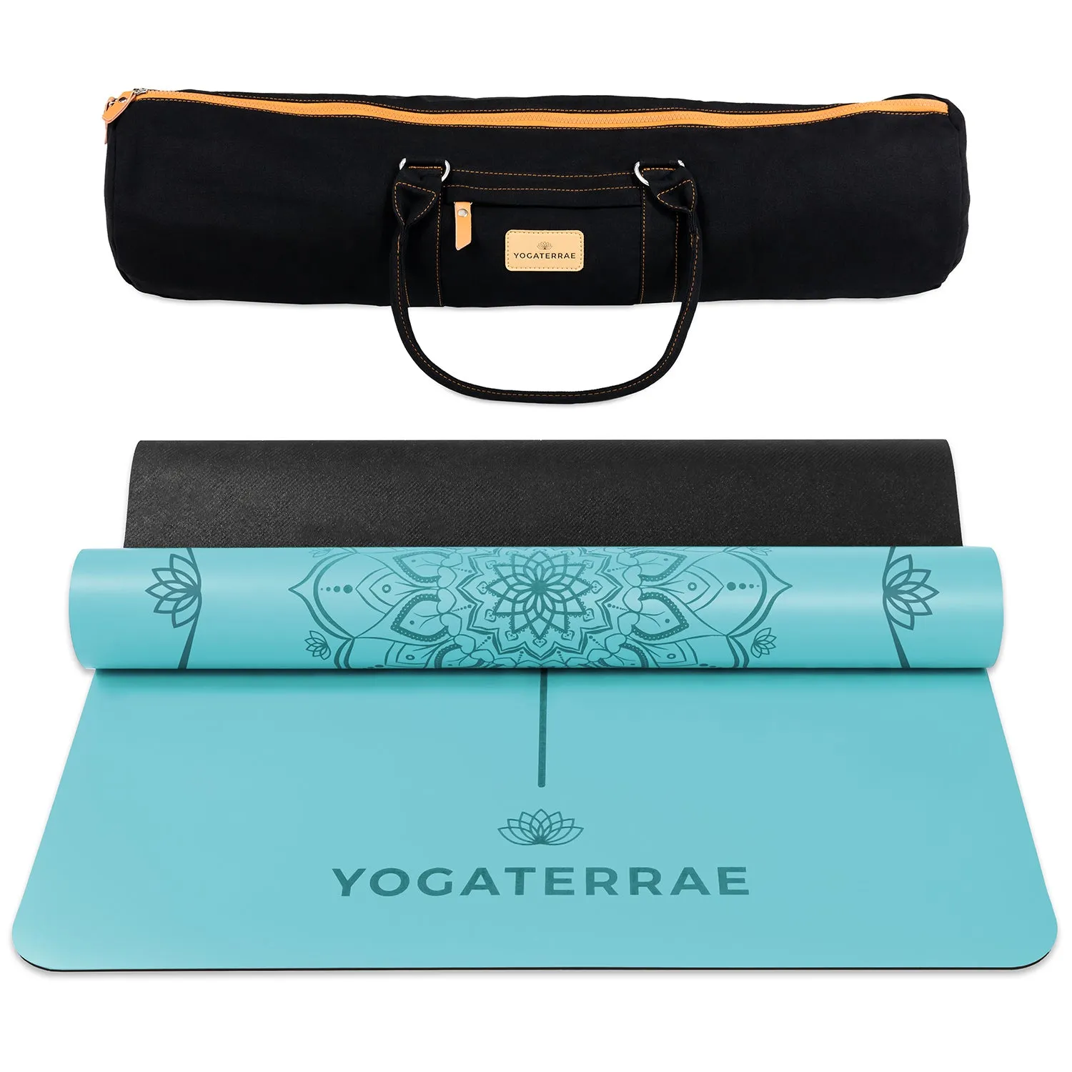 TAPIS DE YOGA MANDALA BLEU CIEL EN PU-CAOUTCHOUC NATUREL AVEC SAC
