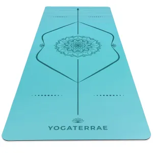 TAPIS DE YOGA MANDALA BLEU CIEL EN PU-CAOUTCHOUC NATUREL