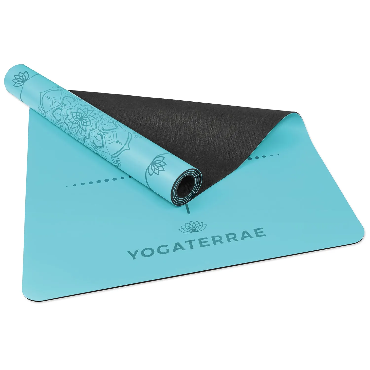 TAPIS DE YOGA MANDALA BLEU CIEL EN PU-CAOUTCHOUC NATUREL
