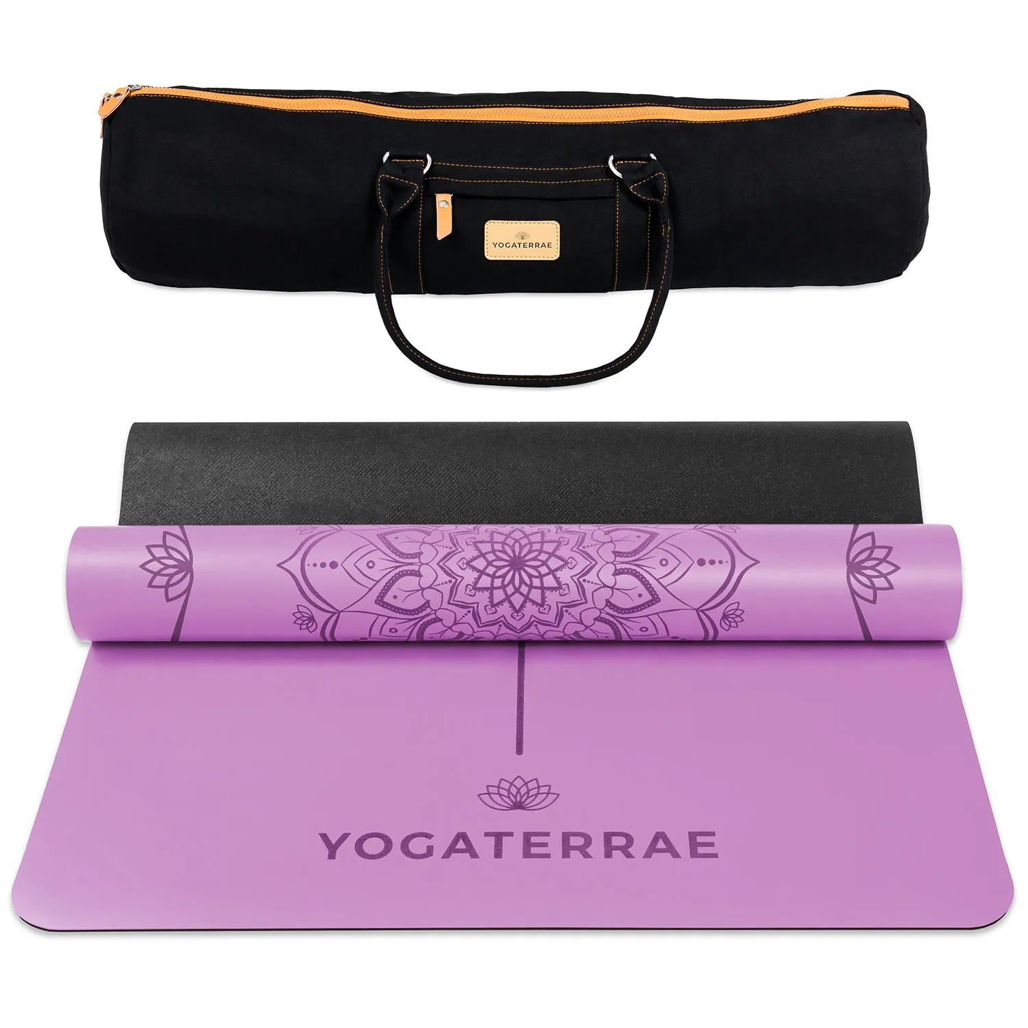 TAPIS DE YOGA MANDALA LAVANDE EN PU-CAOUTCHOUC NATUREL AVEC SAC