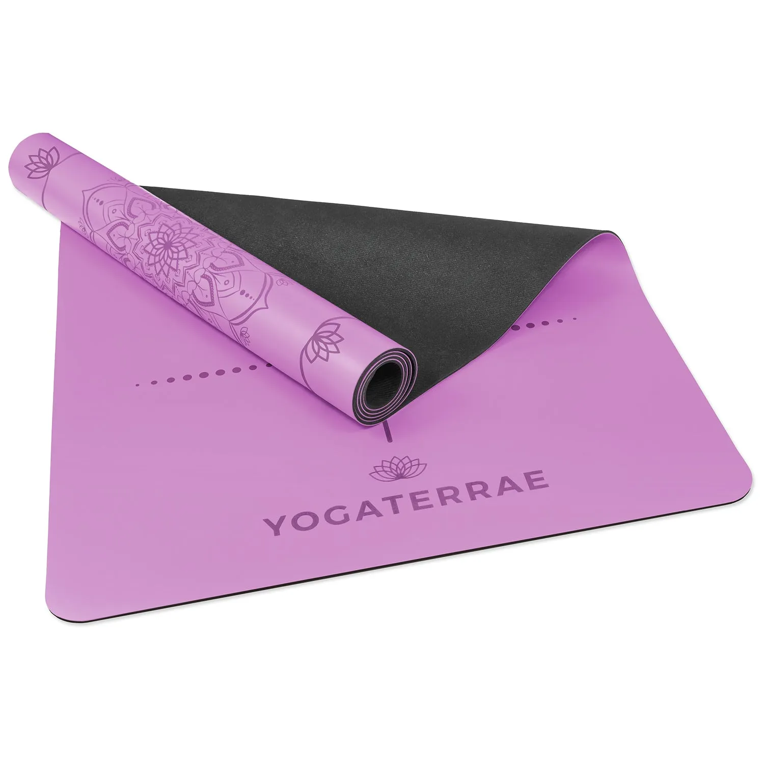 TAPIS DE YOGA MANDALA LAVANDE EN PU-CAOUTCHOUC NATUREL AVEC SAC