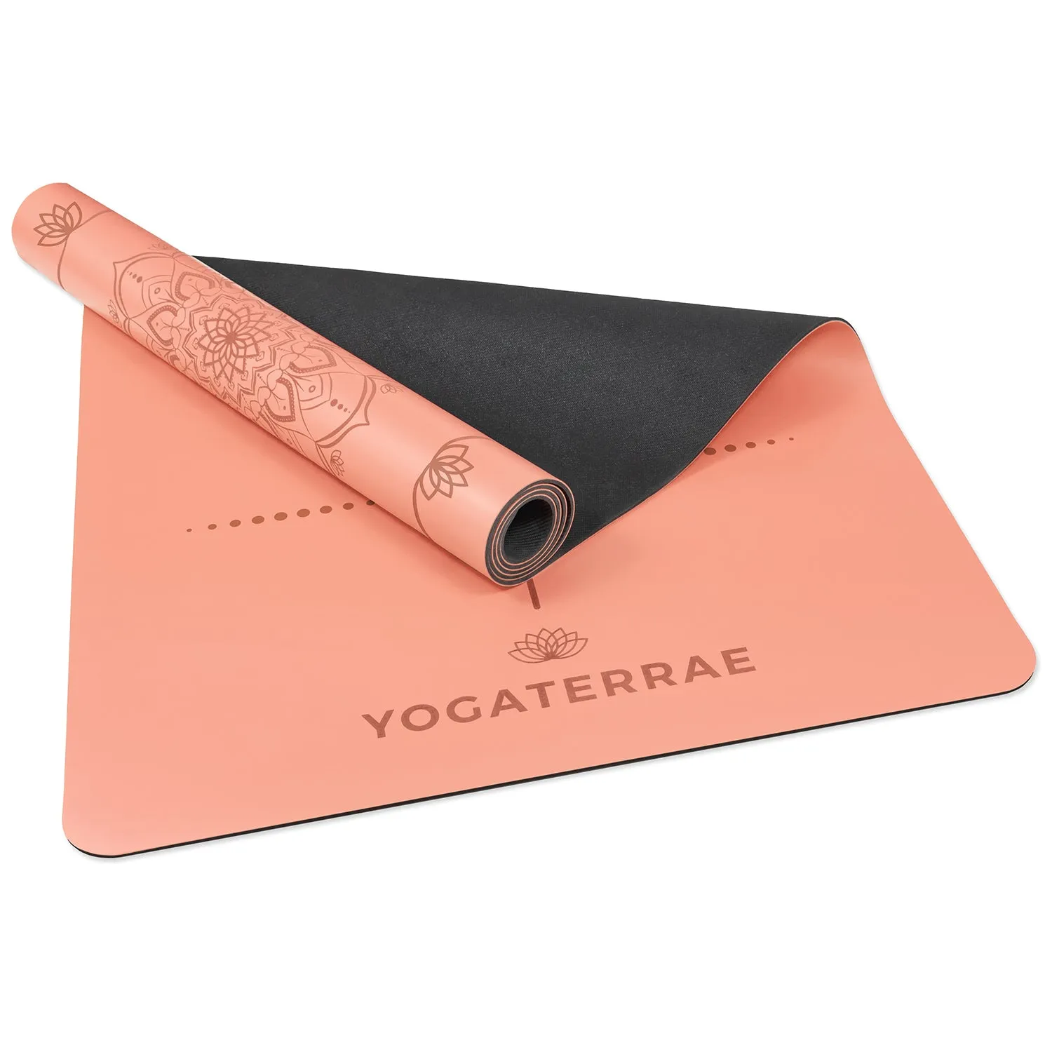 TAPIS DE YOGA MANDALA PCHE ABRICOT EN PU-CAOUTCHOUC NATUREL AVEC SAC