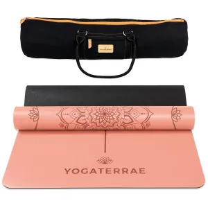 TAPIS DE YOGA MANDALA PCHE ABRICOT EN PU-CAOUTCHOUC NATUREL AVEC SAC
