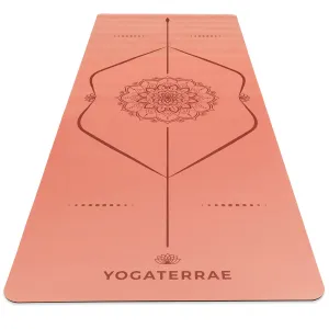 TAPIS DE YOGA MANDALA PCHE ABRICOT EN PU-CAOUTCHOUC NATUREL