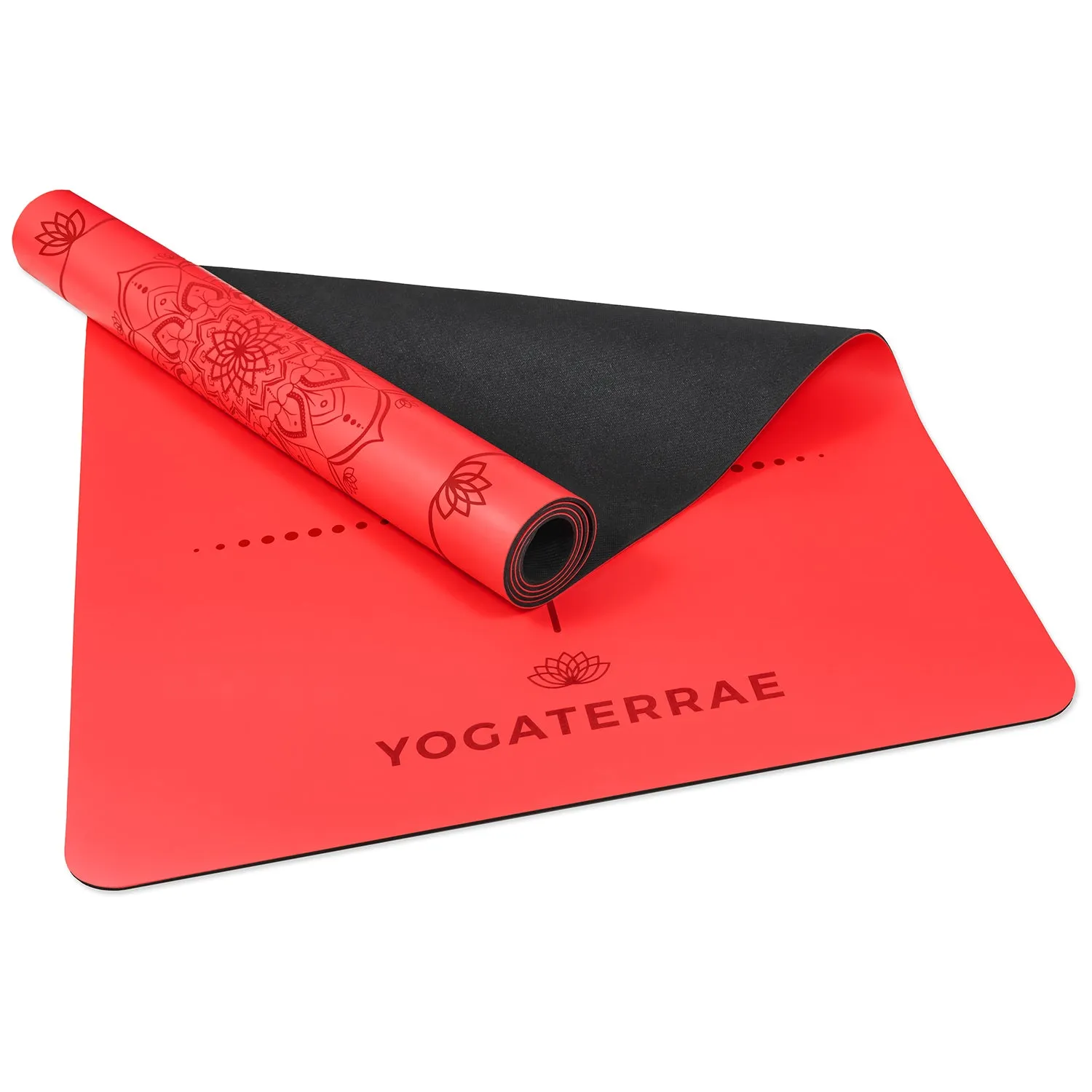 TAPIS DE YOGA MANDALA ROUGE EN PU-CAOUTCHOUC NATUREL