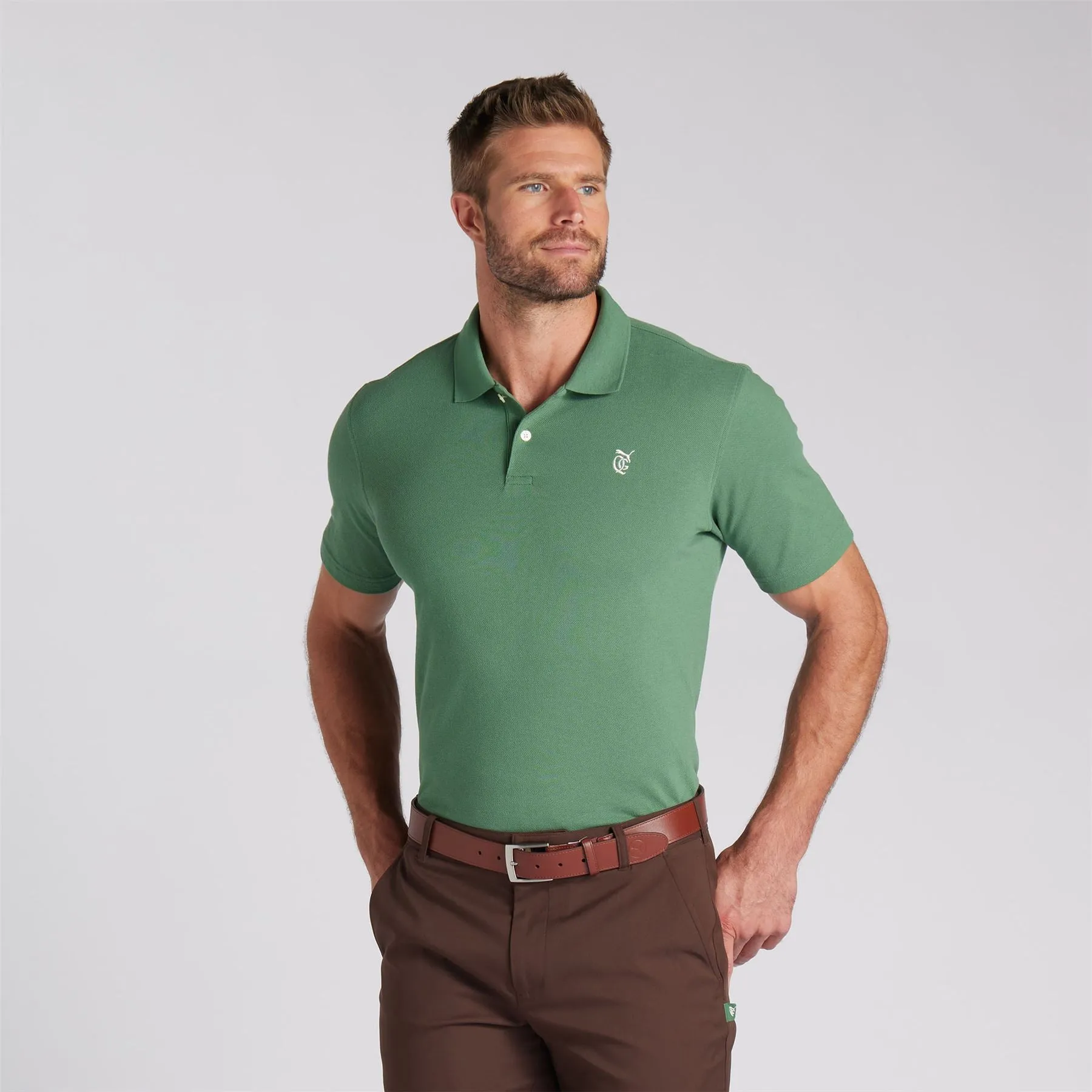 X QGC Post Round Polo Deep Forest - SS24
