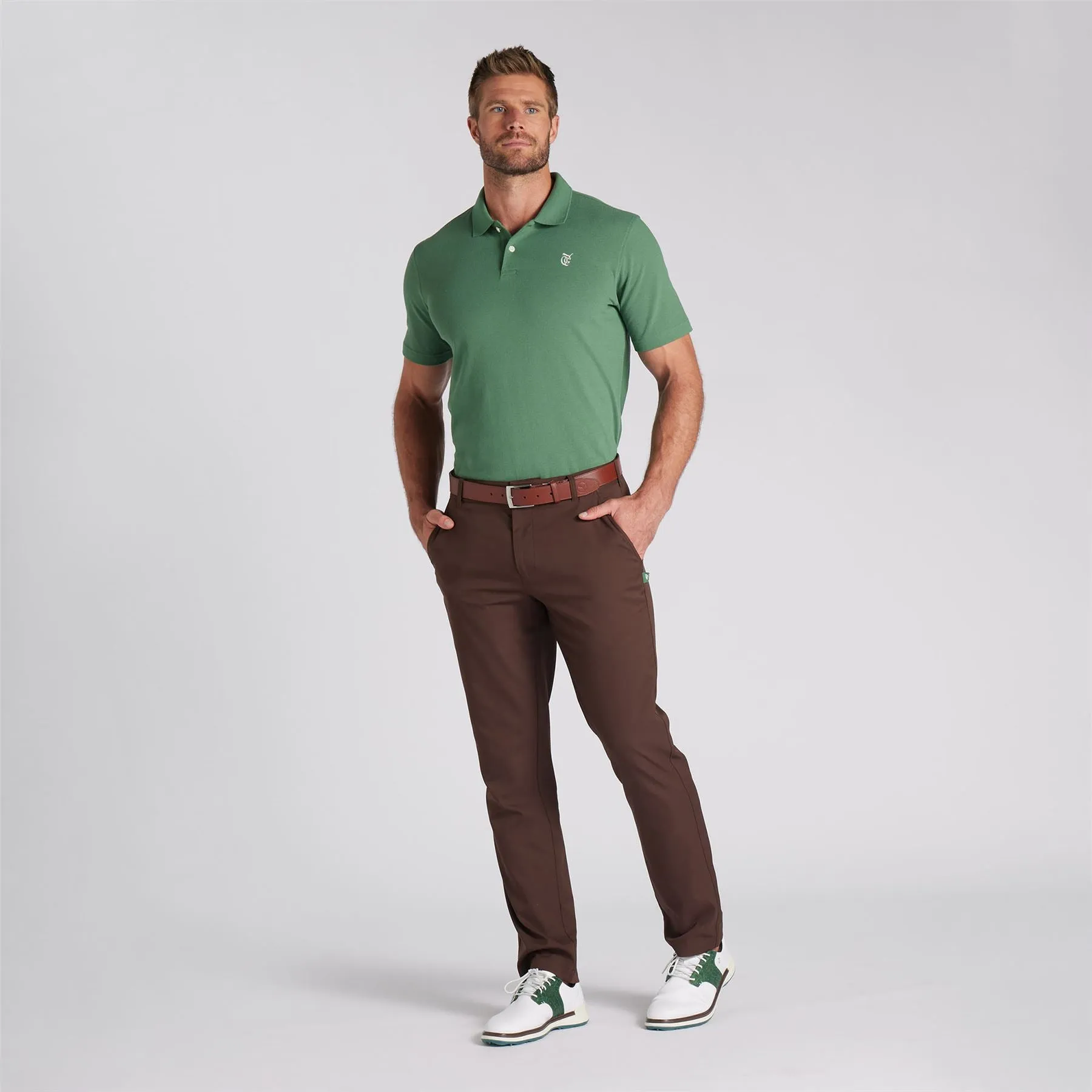 X QGC Post Round Polo Deep Forest - SS24